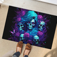 Rose Skull Rubber Doormat I'm Never Alone My Demon Are With Me 24/7 - Wonder Print Shop