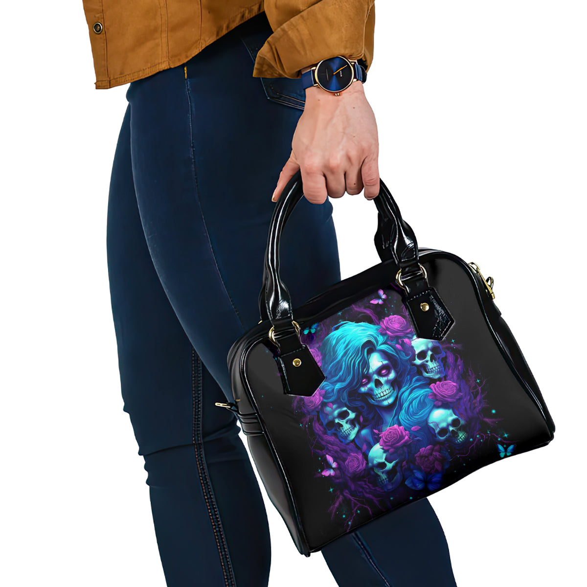 Rose Skull Shoulder Handbag I'm Never Alone My Demon Are With Me 24/7