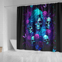 Rose Skull Shower Curtain I'm Never Alone My Demon Are With Me 24/7