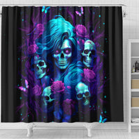 Rose Skull Shower Curtain I'm Never Alone My Demon Are With Me 24/7