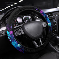 Rose Skull Steering Wheel Cover I'm Never Alone My Demon Are With Me 24/7 - Wonder Print Shop