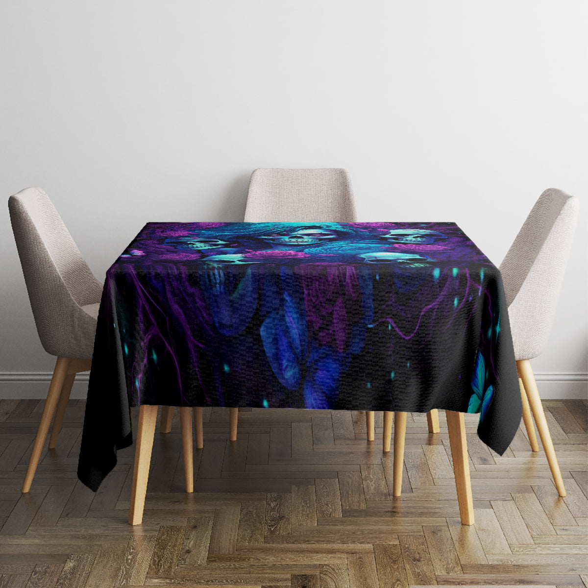 Rose Skull Tablecloth I'm Never Alone My Demon Are With Me 24/7 - Wonder Print Shop