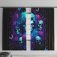 Rose Skull Window Curtain I'm Never Alone My Demon Are With Me 24/7 - Wonder Print Shop