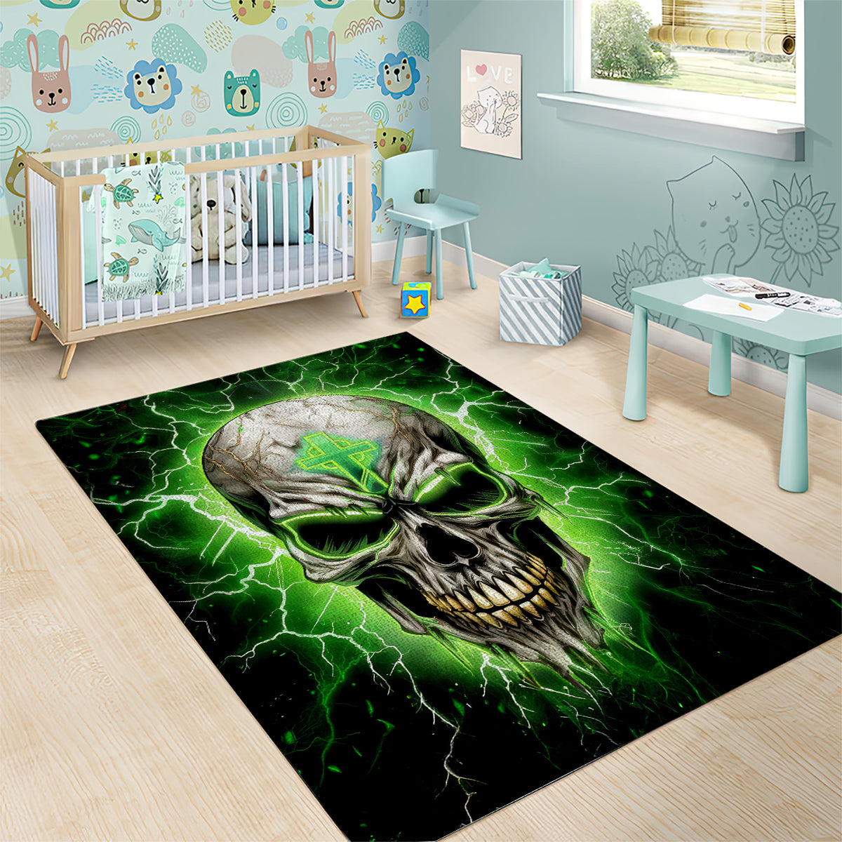 Thunder Skull Area Rug I'm Not Anti-Social I Must Not User Friendly - Wonder Print Shop