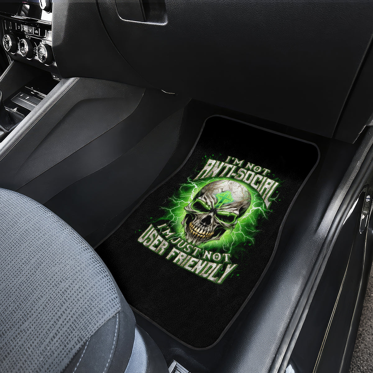 Thunder Skull Car Mats I'm Not Anti-Social I Must Not User Friendly - Wonder Print Shop