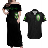 Thunder Skull Couples Matching Off Shoulder Maxi Dress and Hawaiian Shirt I'm Not Anti-Social I Must Not User Friendly - Wonder Print Shop
