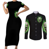 Thunder Skull Couples Matching Short Sleeve Bodycon Dress and Long Sleeve Button Shirt I'm Not Anti-Social I Must Not User Friendly - Wonder Print Shop