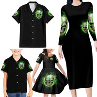 Thunder Skull Family Matching Long Sleeve Bodycon Dress and Hawaiian Shirt I'm Not Anti-Social I Must Not User Friendly - Wonder Print Shop