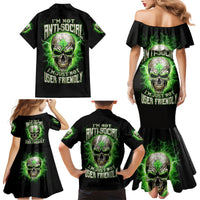 Thunder Skull Family Matching Mermaid Dress and Hawaiian Shirt I'm Not Anti-Social I Must Not User Friendly - Wonder Print Shop