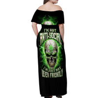 Thunder Skull Family Matching Off Shoulder Maxi Dress and Hawaiian Shirt I'm Not Anti-Social I Must Not User Friendly - Wonder Print Shop