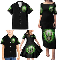 Thunder Skull Family Matching Puletasi and Hawaiian Shirt I'm Not Anti-Social I Must Not User Friendly - Wonder Print Shop