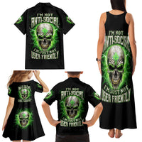Thunder Skull Family Matching Tank Maxi Dress and Hawaiian Shirt I'm Not Anti-Social I Must Not User Friendly - Wonder Print Shop