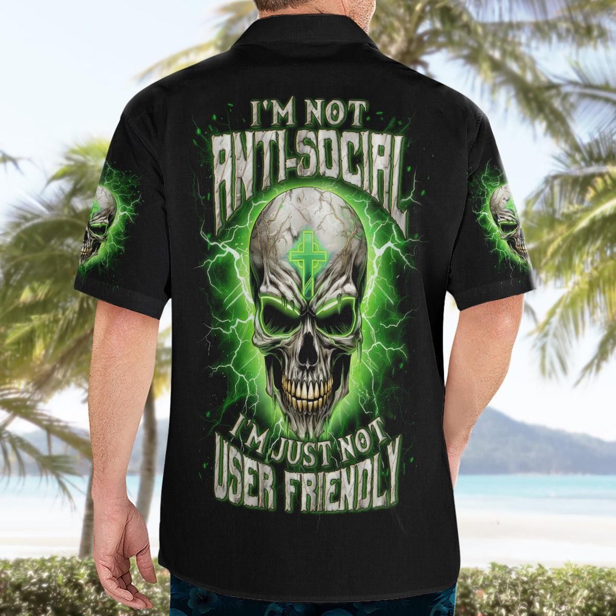 Thunder Skull Hawaiian Shirt I'm Not Anti-Social I Must Not User Friendly - Wonder Print Shop