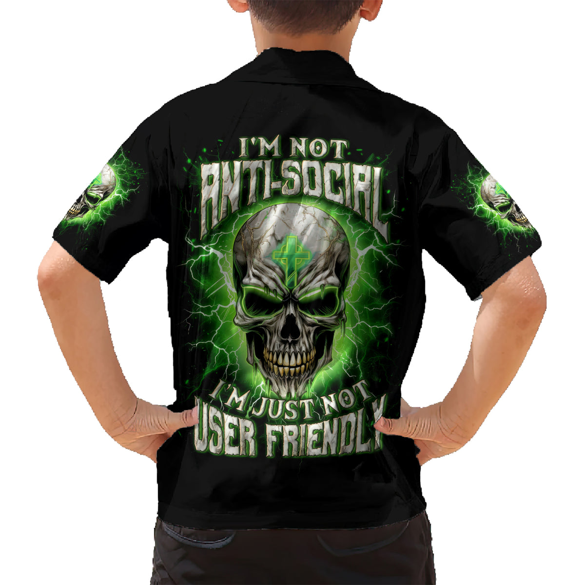Thunder Skull Hawaiian Shirt I'm Not Anti-Social I Must Not User Friendly - Wonder Print Shop