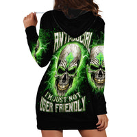 Thunder Skull Hoodie Dress I'm Not Anti-Social I Must Not User Friendly - Wonder Print Shop