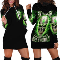Thunder Skull Hoodie Dress I'm Not Anti-Social I Must Not User Friendly - Wonder Print Shop