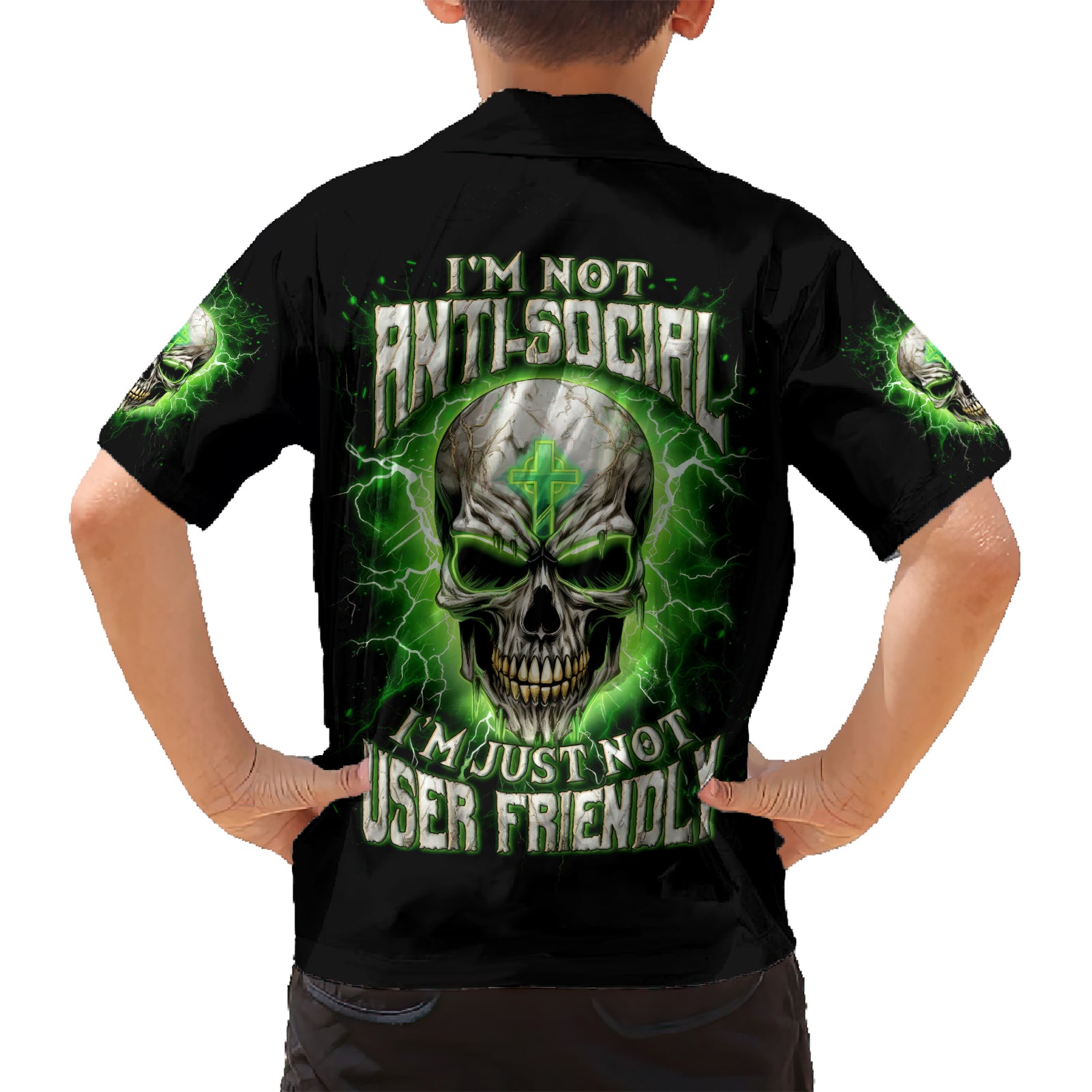 Thunder Skull Kid Hawaiian Shirt I'm Not Anti-Social I Must Not User Friendly - Wonder Print Shop