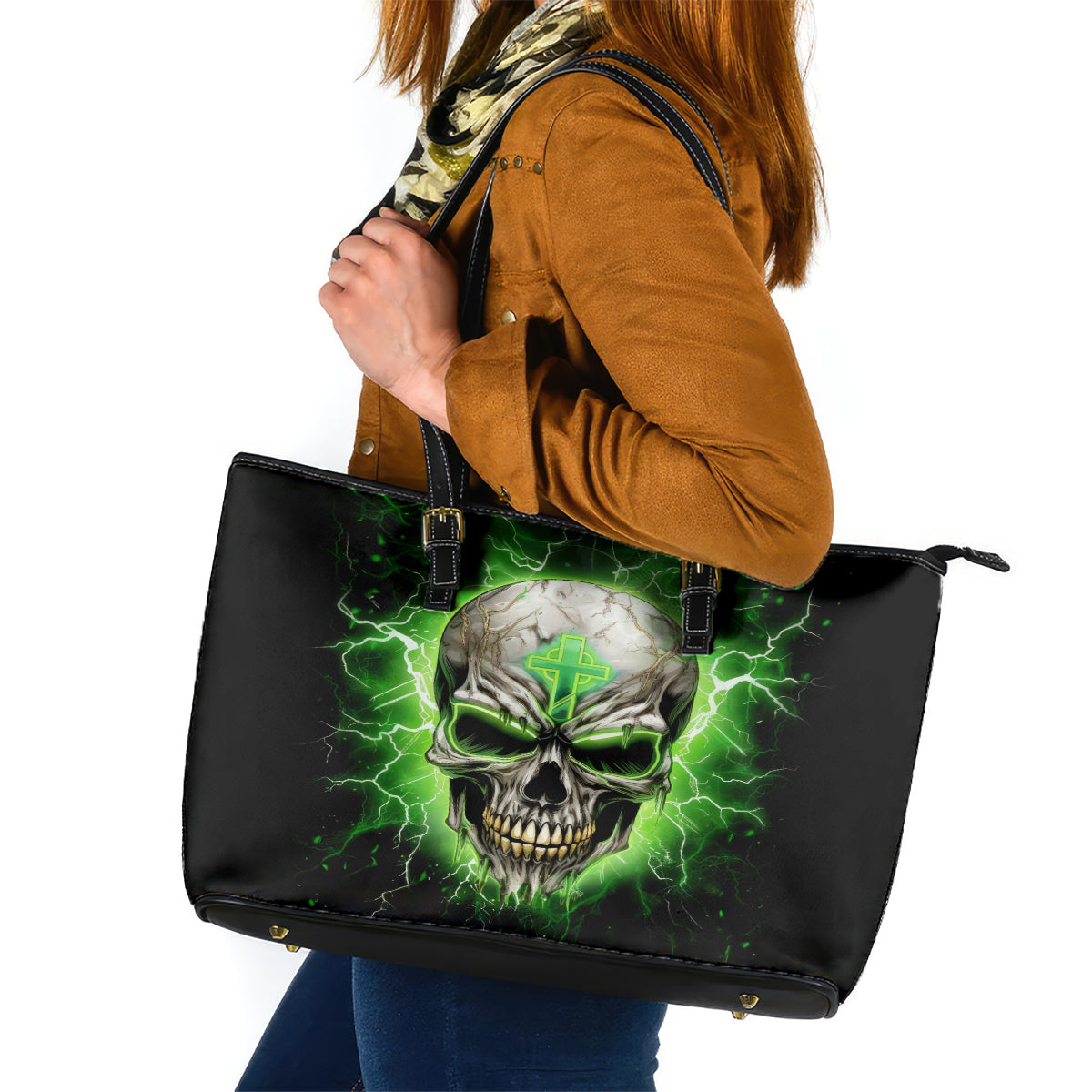 Thunder Skull Leather Tote Bag I'm Not Anti-Social I Must Not User Friendly - Wonder Print Shop