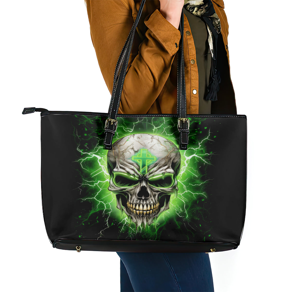 Thunder Skull Leather Tote Bag I'm Not Anti-Social I Must Not User Friendly - Wonder Print Shop