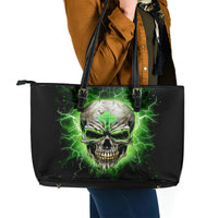 Thunder Skull Leather Tote Bag I'm Not Anti-Social I Must Not User Friendly - Wonder Print Shop