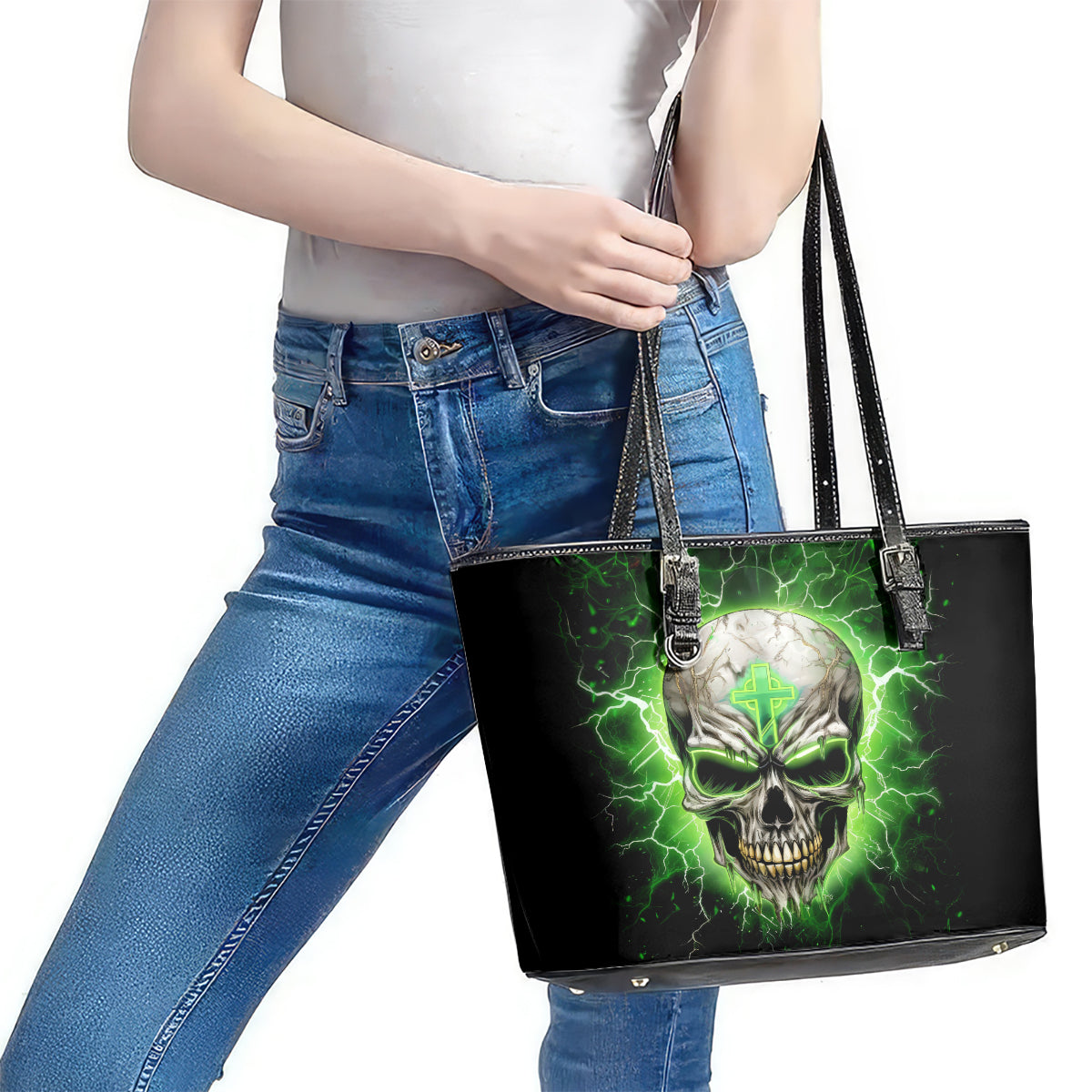 Thunder Skull Leather Tote Bag I'm Not Anti-Social I Must Not User Friendly - Wonder Print Shop