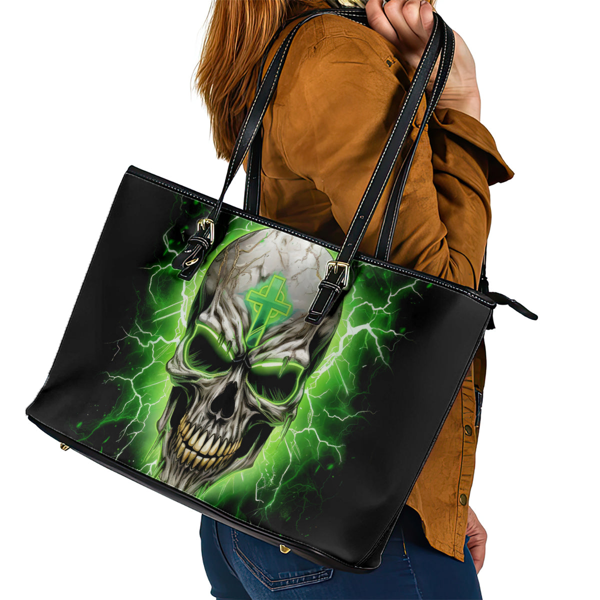 Thunder Skull Leather Tote Bag I'm Not Anti-Social I Must Not User Friendly - Wonder Print Shop