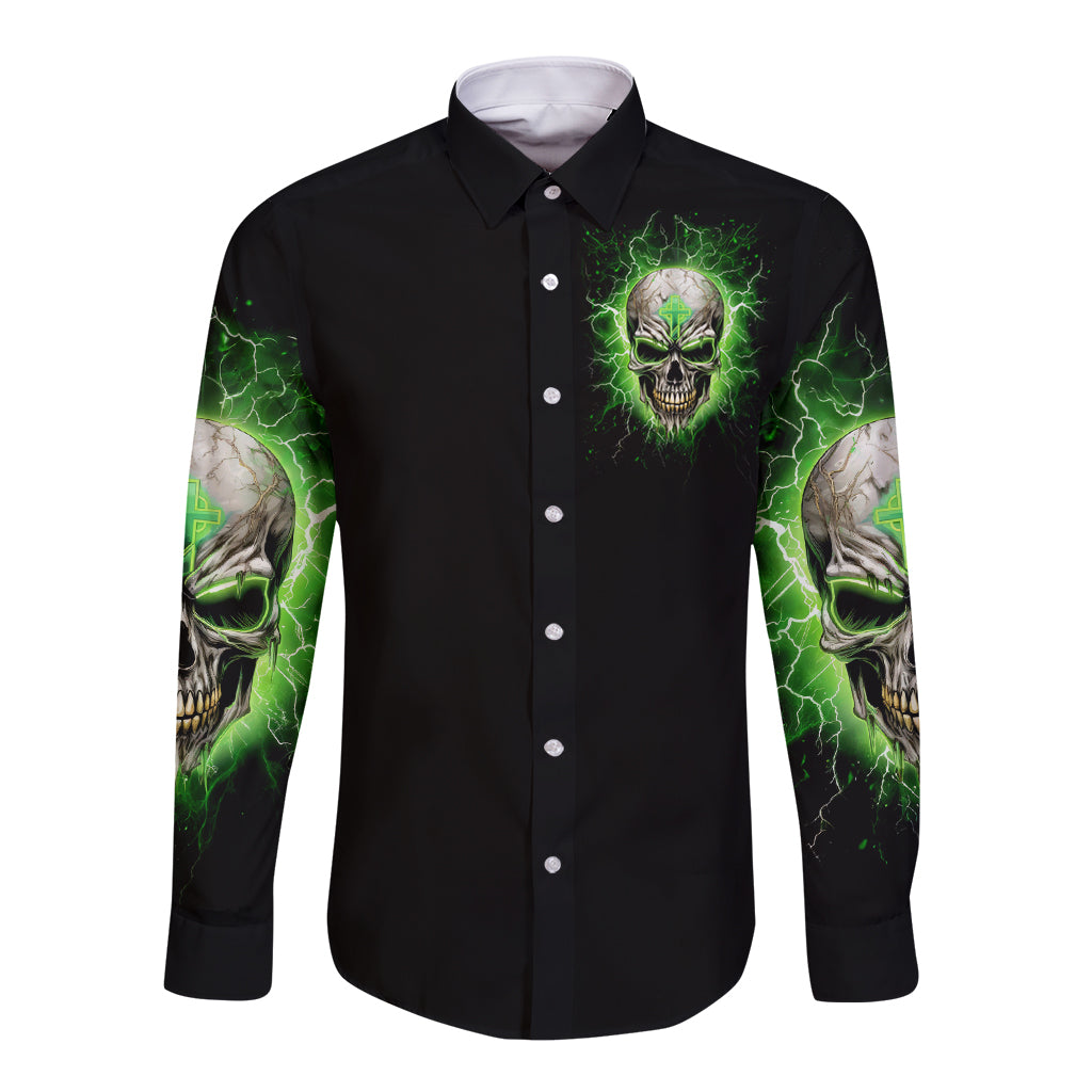 Thunder Skull Long Sleeve Button Shirt I'm Not Anti-Social I Must Not User Friendly - Wonder Print Shop
