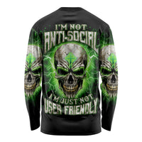 Thunder Skull Long Sleeve Shirt I'm Not Anti-Social I Must Not User Friendly - Wonder Print Shop
