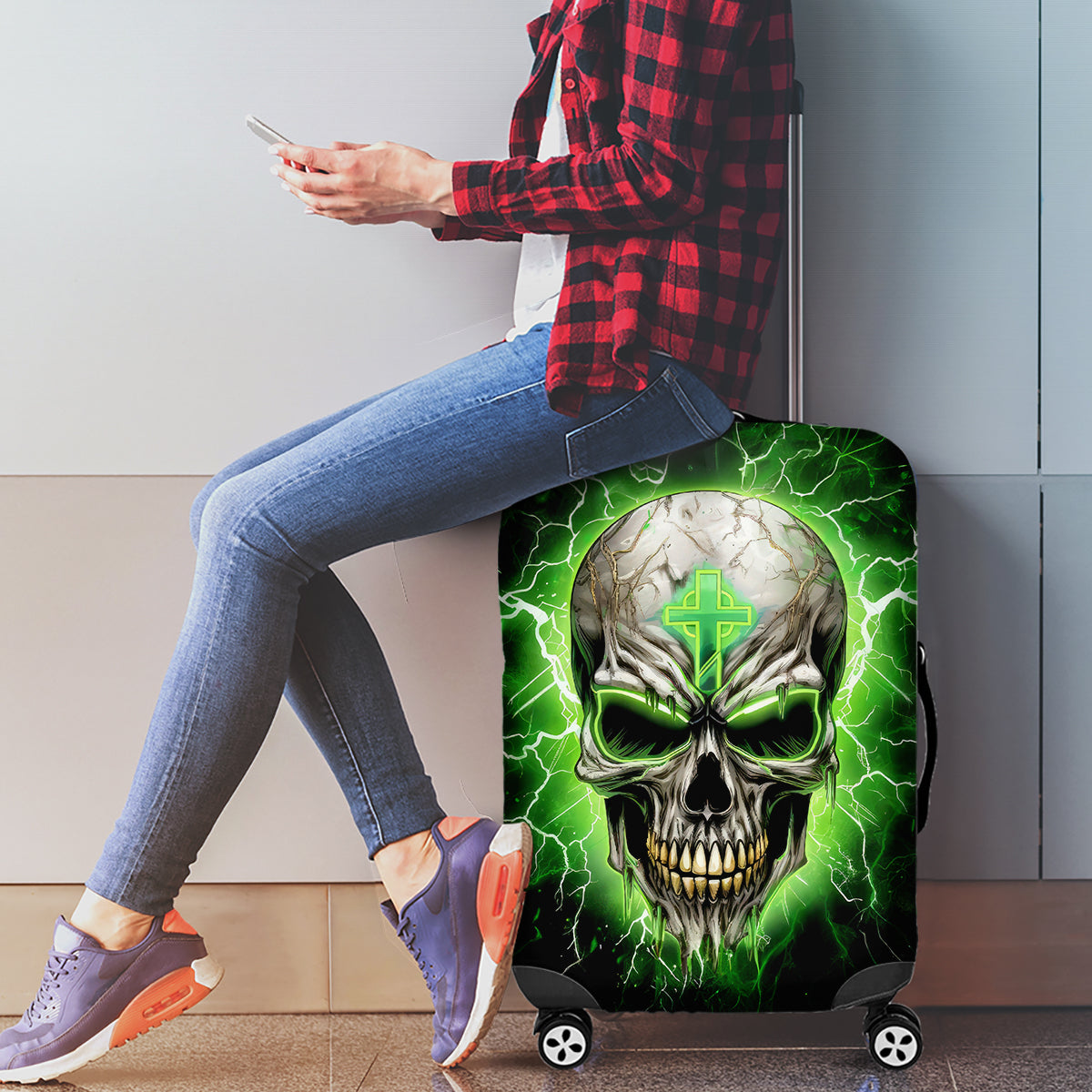 Thunder Skull Luggage Cover I'm Not Anti-Social I Must Not User Friendly - Wonder Print Shop