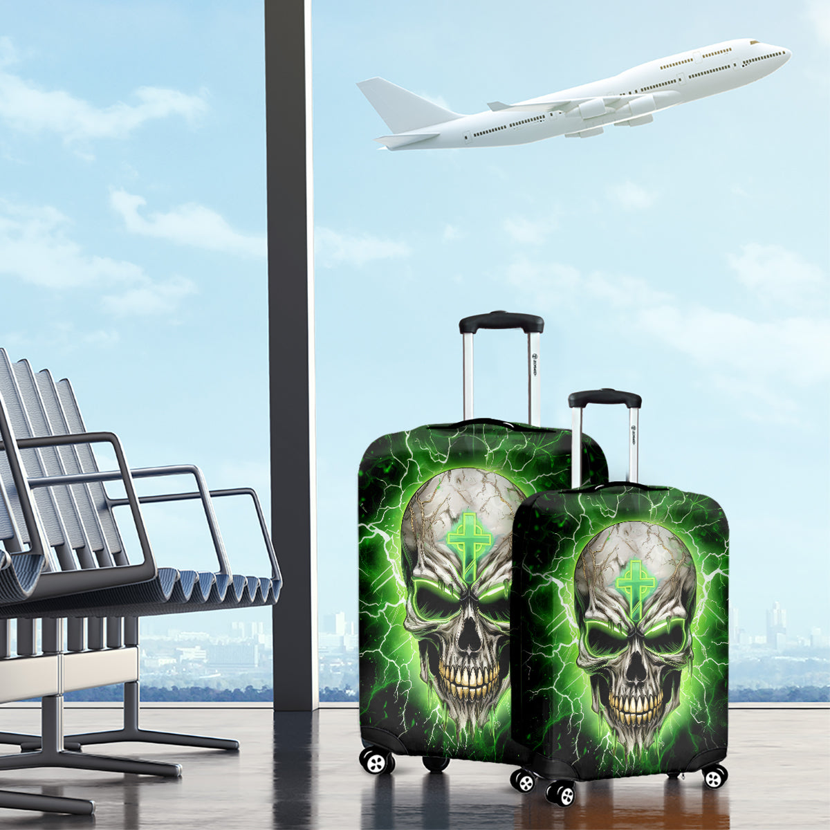 Thunder Skull Luggage Cover I'm Not Anti-Social I Must Not User Friendly - Wonder Print Shop