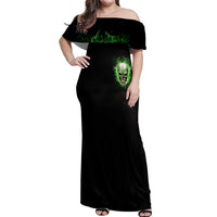 Thunder Skull Off Shoulder Maxi Dress I'm Not Anti-Social I Must Not User Friendly - Wonder Print Shop