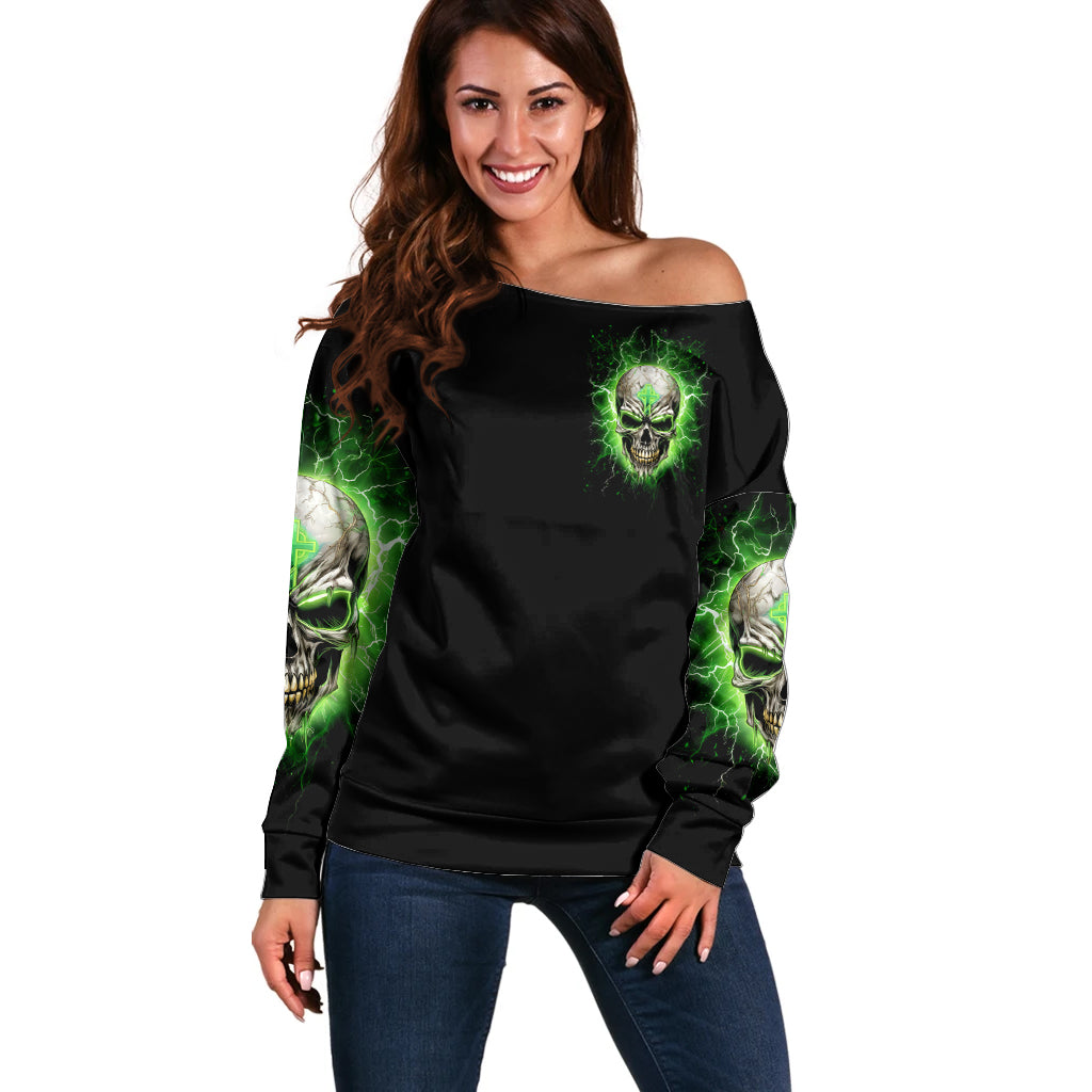 Thunder Skull Off Shoulder Sweater I'm Not Anti-Social I Must Not User Friendly - Wonder Print Shop