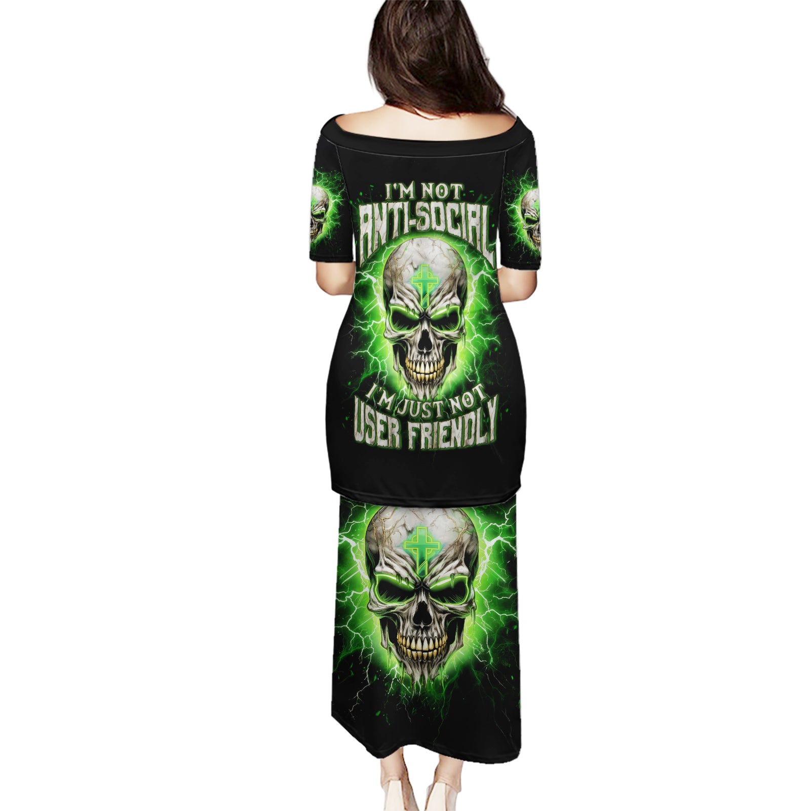 Thunder Skull Puletasi I'm Not Anti-Social I Must Not User Friendly - Wonder Print Shop