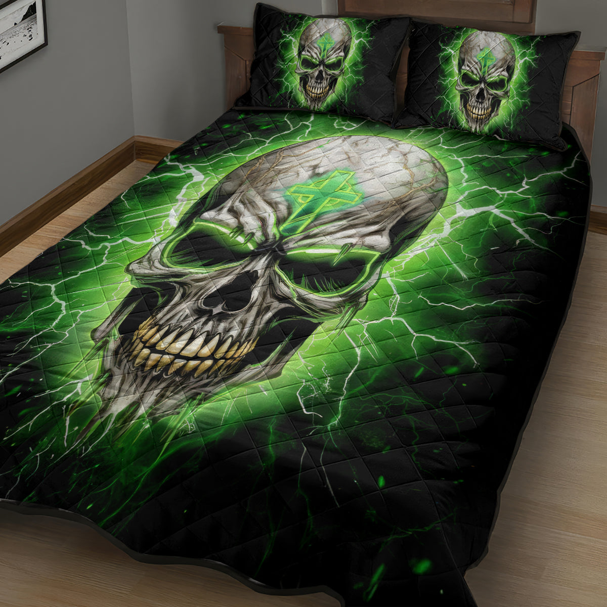 Thunder Skull Quilt Bed Set I'm Not Anti-Social I Must Not User Friendly - Wonder Print Shop