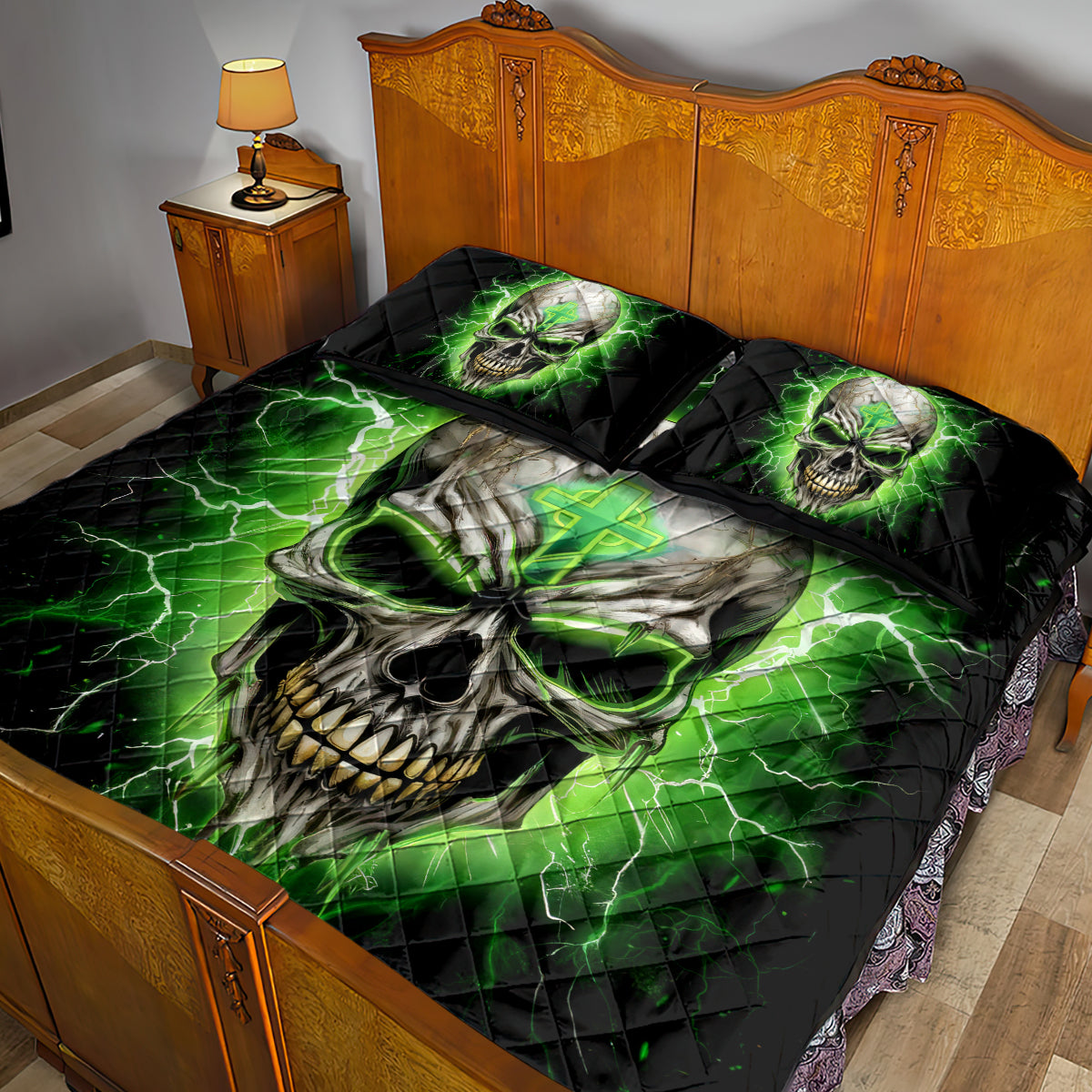 Thunder Skull Quilt Bed Set I'm Not Anti-Social I Must Not User Friendly - Wonder Print Shop