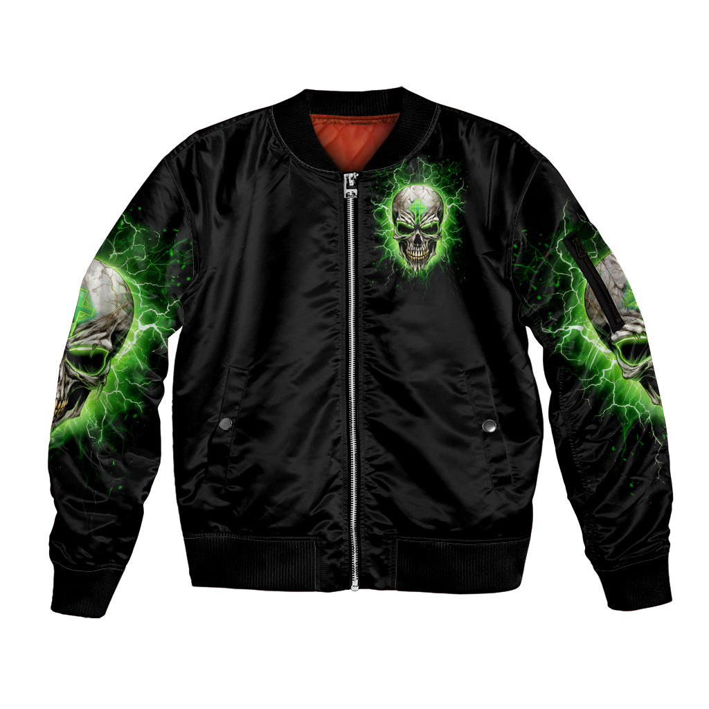 Thunder Skull Sleeve Zip Bomber Jacket I'm Not Anti-Social I Must Not User Friendly - Wonder Print Shop