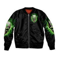 Thunder Skull Sleeve Zip Bomber Jacket I'm Not Anti-Social I Must Not User Friendly - Wonder Print Shop