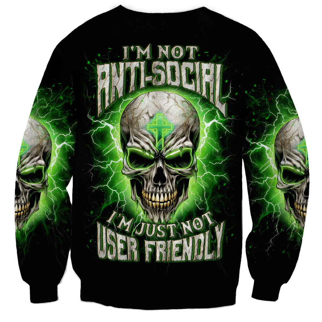 Thunder Skull Sweatshirt I'm Not Anti-Social I Must Not User Friendly - Wonder Print Shop