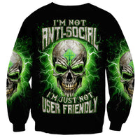 Thunder Skull Sweatshirt I'm Not Anti-Social I Must Not User Friendly - Wonder Print Shop