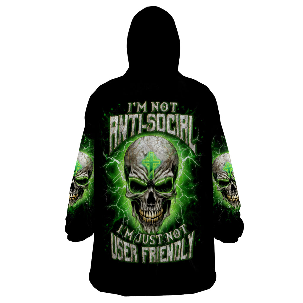 Thunder Skull Wearable Blanket Hoodie I'm Not Anti-Social I Must Not User Friendly - Wonder Print Shop