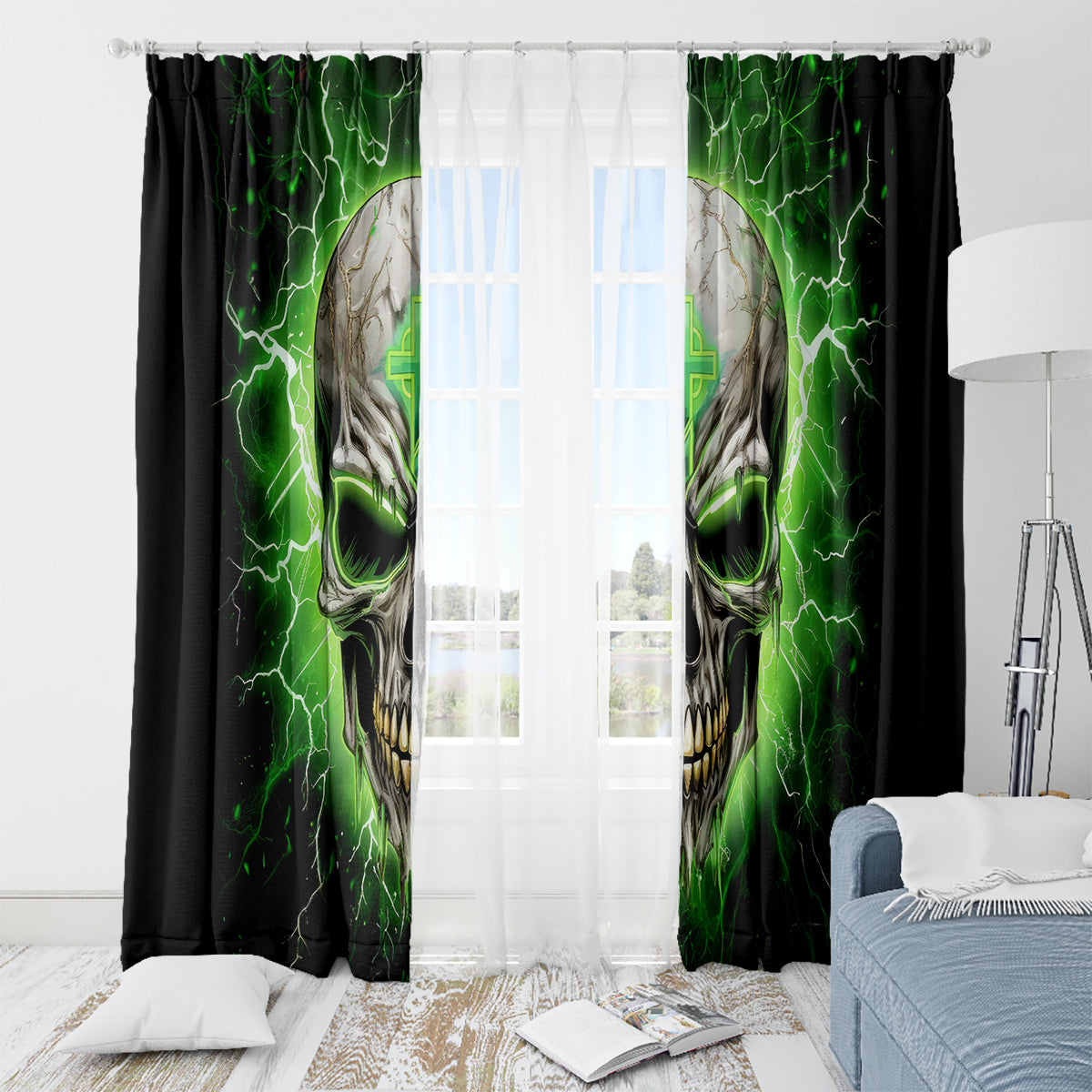 Thunder Skull Window Curtain I'm Not Anti-Social I Must Not User Friendly - Wonder Print Shop