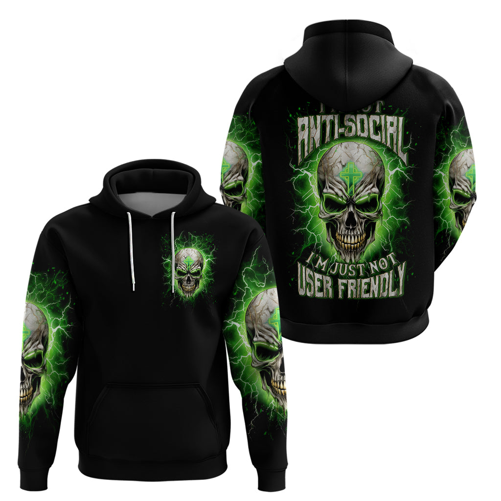 Thunder Skull Zip Hoodie I'm Not Anti-Social I Must Not User Friendly - Wonder Print Shop