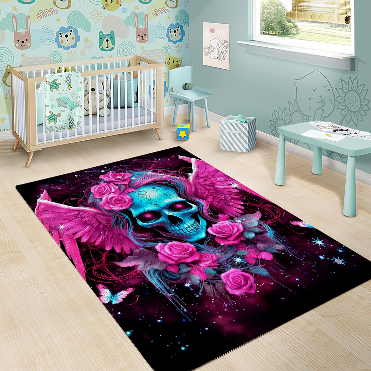 Skull Lady Area Rug In My Next Life I Want To Be The Karma Fairy - Wonder Print Shop