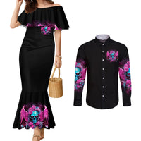 Skull Lady Couples Matching Mermaid Dress and Long Sleeve Button Shirt In My Next Life I Want To Be The Karma Fairy