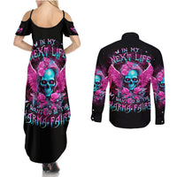 Skull Lady Couples Matching Summer Maxi Dress and Long Sleeve Button Shirt In My Next Life I Want To Be The Karma Fairy - Wonder Print Shop