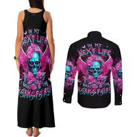 Skull Lady Couples Matching Tank Maxi Dress and Long Sleeve Button Shirt In My Next Life I Want To Be The Karma Fairy - Wonder Print Shop