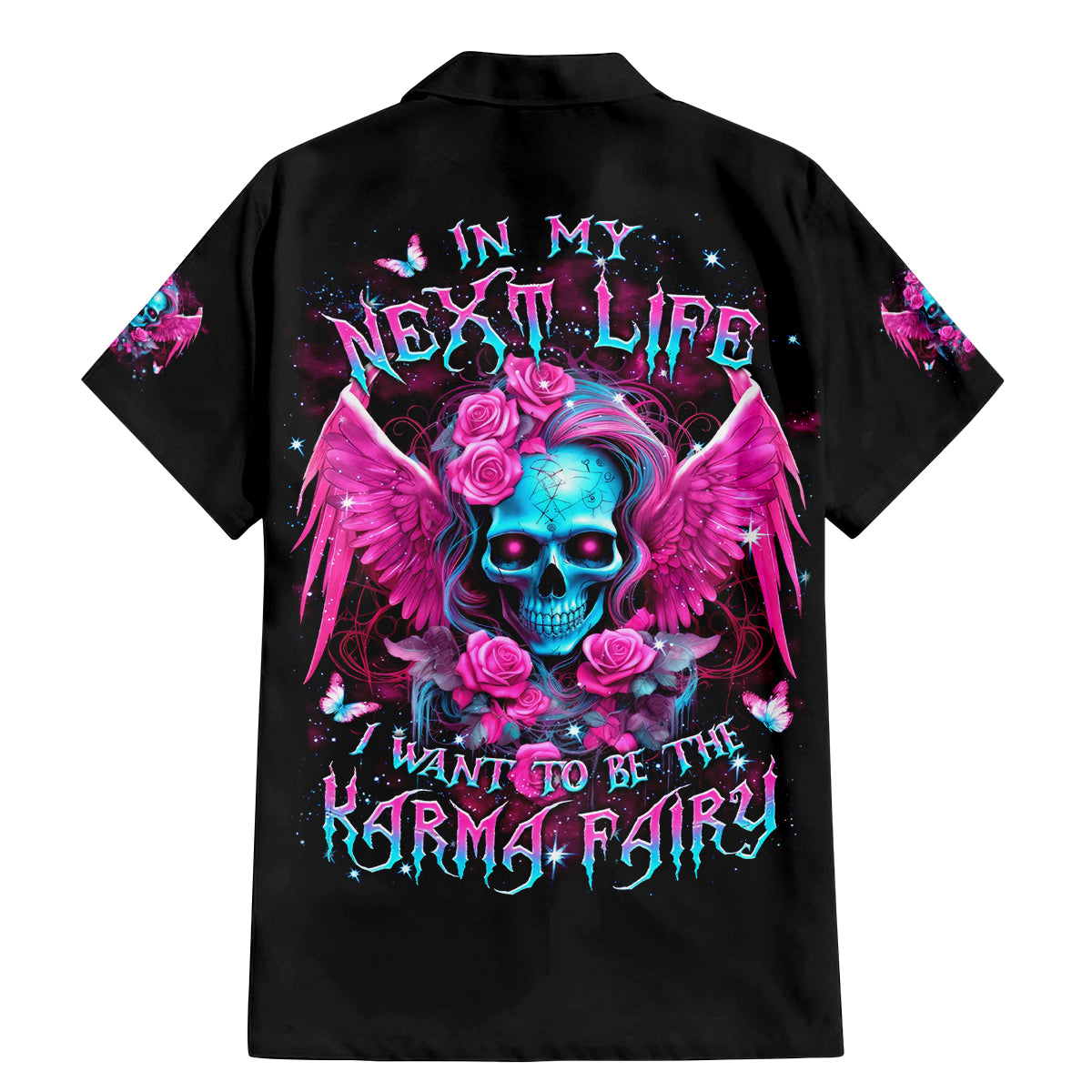 Skull Lady Family Matching Mermaid Dress and Hawaiian Shirt In My Next Life I Want To Be The Karma Fairy - Wonder Print Shop