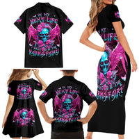 Skull Lady Family Matching Short Sleeve Bodycon Dress and Hawaiian Shirt In My Next Life I Want To Be The Karma Fairy - Wonder Print Shop