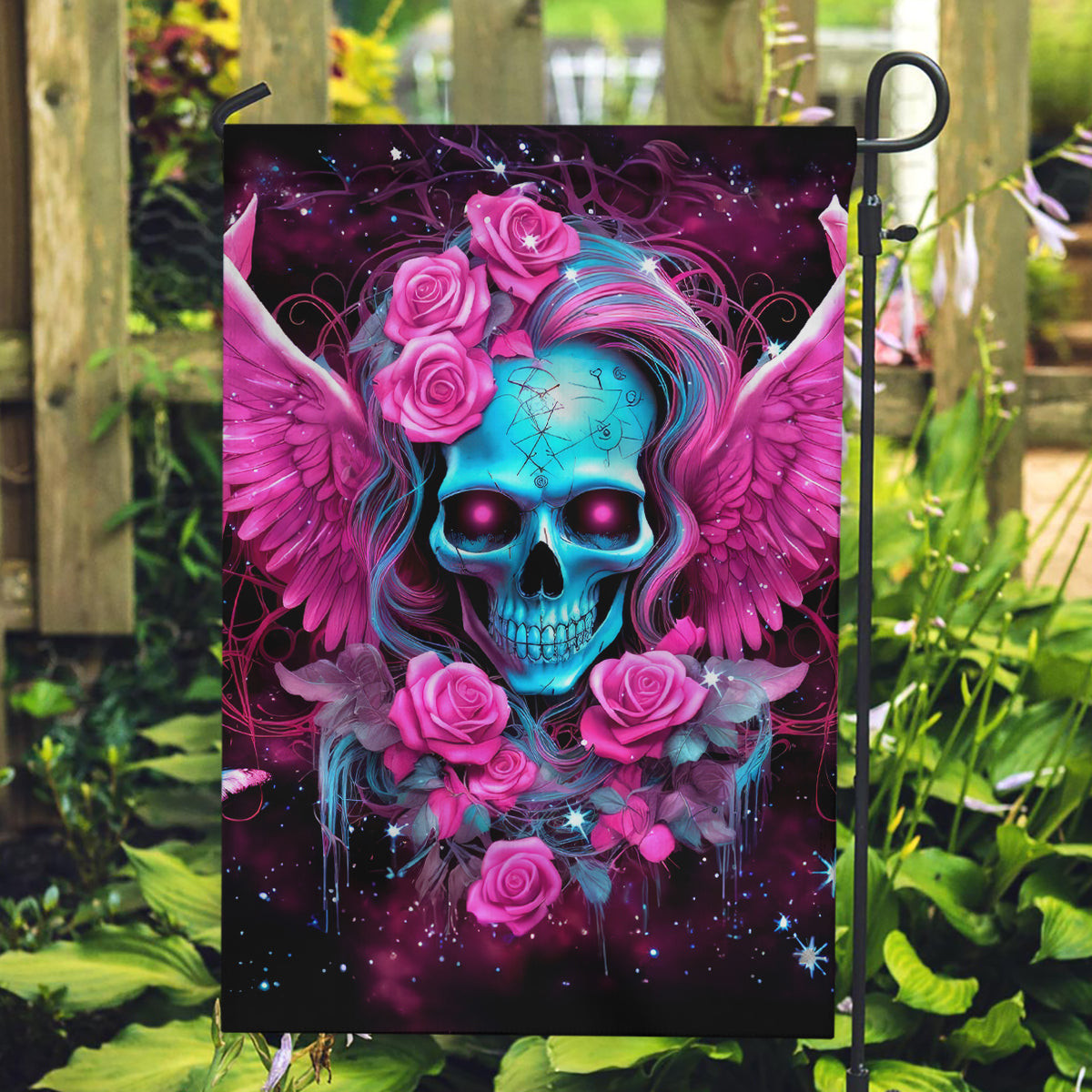 Skull Lady Garden Flag In My Next Life I Want To Be The Karma Fairy - Wonder Print Shop