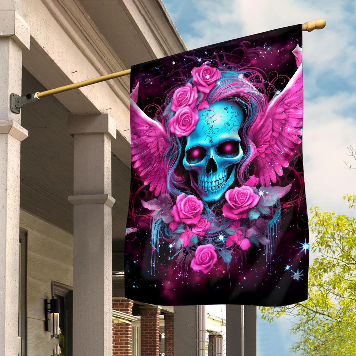 Skull Lady Garden Flag In My Next Life I Want To Be The Karma Fairy - Wonder Print Shop